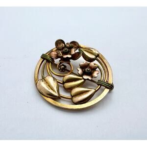Antique Art Nouveau Louis Stern Co. Brooch Tri-Color 10K Gold Filled c. 1900